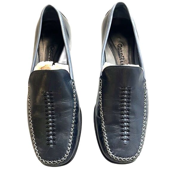 Cole Haan Pull On Loafer Navy Blue with Blue Gray Trim Stitching Size 7.5B - Picture 1 of 8